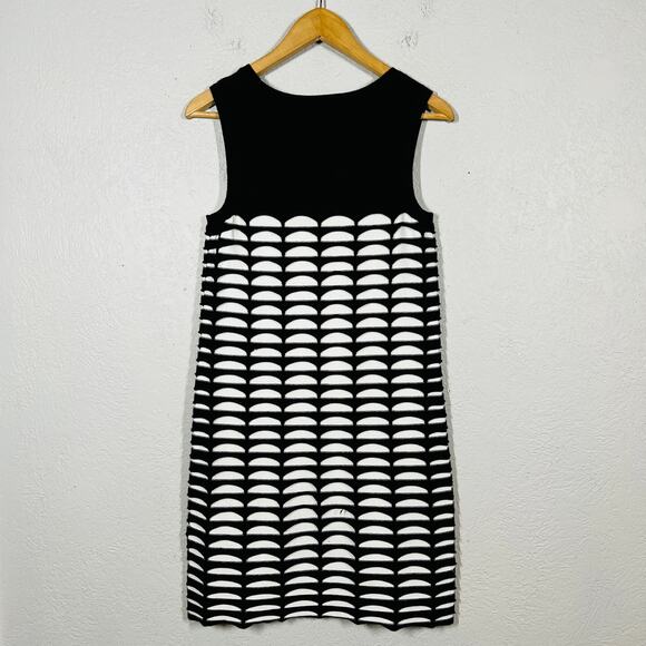 Neiman Marcus Optical Illusion Bodycoon Dress Mini Black White Knit - S - Picture 5 of 6